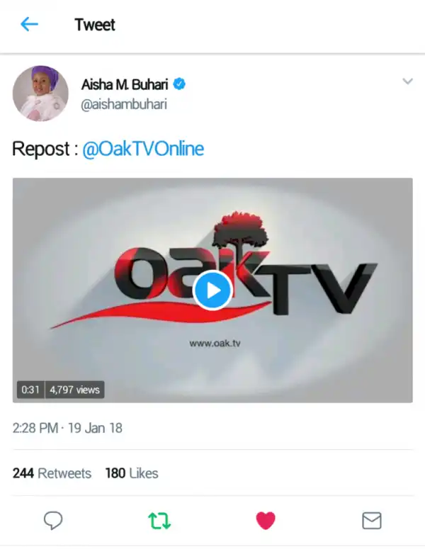 Aisha Buhari Reposts Video Of Senator Misau Criticising Buhari. Nigerians React